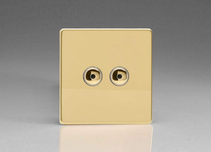 Varilight IJDVI102S Screwless Polished Brass 2-Gang 1-Way Remote/Touch Master LED Dimmer 0-100W