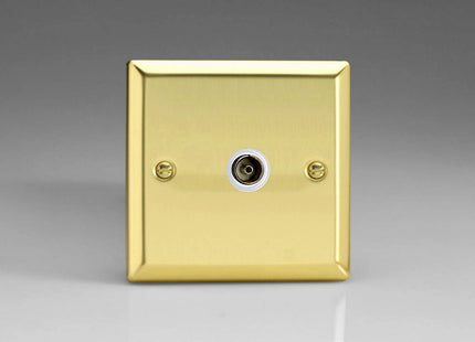 Varilight 1-Gang TV Plug Socket, Isolated Co-axial Victorian Brass XV8ISOW