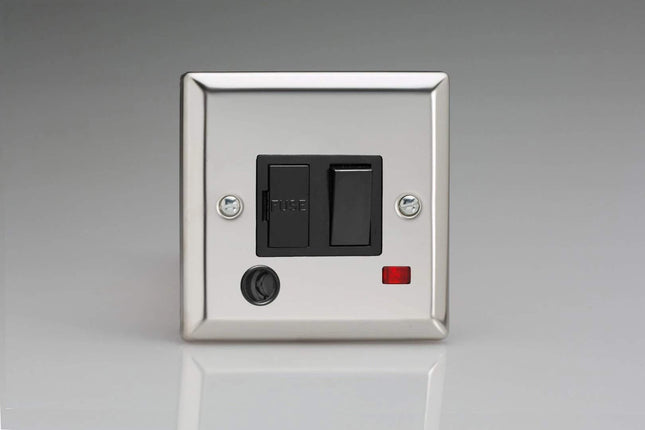 Varilight 13A Switched Fused Spur + Neon + Flex Outlet Mirror Chrome XC6FONB