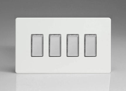 Varilight JDQES004S Dimmer Switch Premium White 4 Gang
