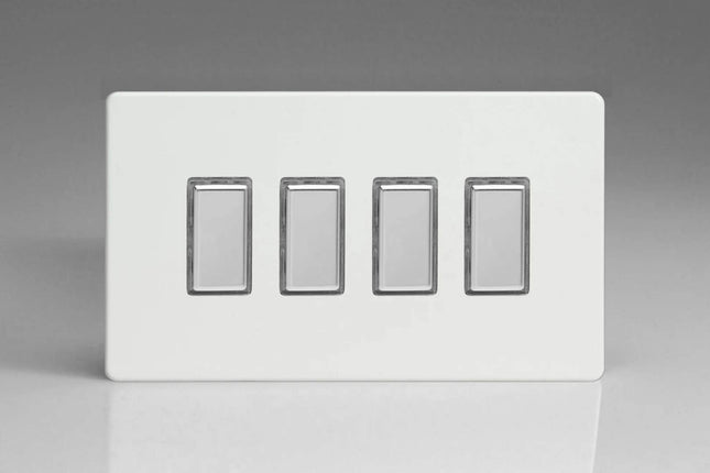 Varilight JDQES004S Dimmer Switch Premium White 4 Gang