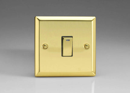 Varilight 1-Gang 20A Double Pole Rocker Light Switch + Neon Indicator Light with Metal Rockers Victorian Brass XV20ND