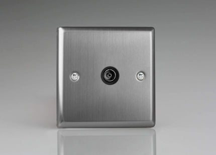 Varilight XT8ISOB Classic Brushed Steel 1-Gang Isolated Co-axial TV Socket