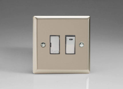 Varilight 13A Switched Fused Spur + Neon with Metal Inserts Satin Chrome XN6ND