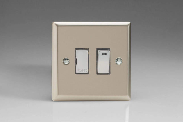 Varilight 13A Switched Fused Spur + Neon with Metal Inserts Satin Chrome XN6ND