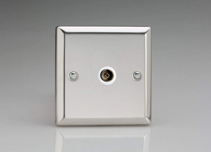 Varilight 1-Gang TV Socket, Isolated Co-axial Mirror Chrome XC8ISOW