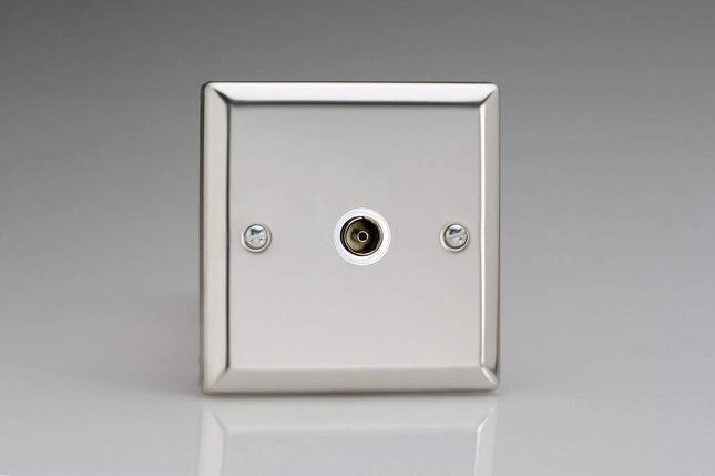 Varilight 1-Gang TV Socket, Isolated Co-axial Mirror Chrome XC8ISOW