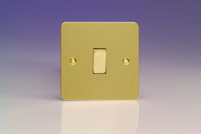 Varilight Ultra Flat Plate Brushed Brass 1-Gang Light Switch XFB1D