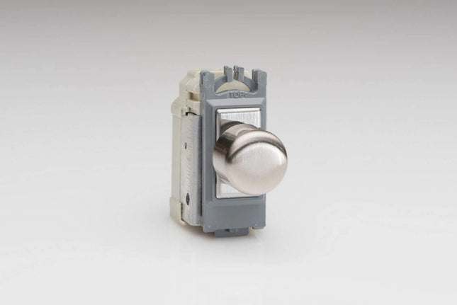 Varilight V-Com 2-Way Rotary LED Dimmer Light Switch Push-On 180W Brushed Steel