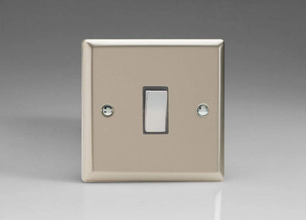 Varilight 1-Gang 20A Double Pole Rocker Light Switch with Metal Rockers Satin Chrome XN20D