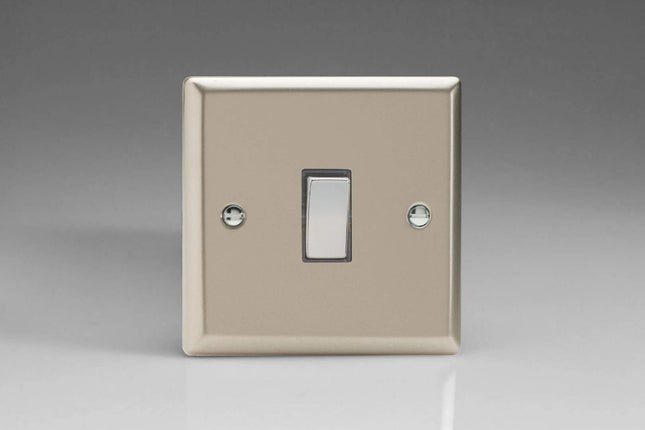 Varilight 1-Gang 20A Double Pole Rocker Light Switch with Metal Rockers Satin Chrome XN20D