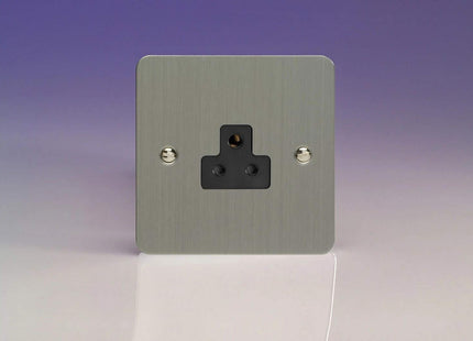 Varilight XFSRP2AB 1-Gang 2A Round Pin Socket In Brushed Steel With Black Insert