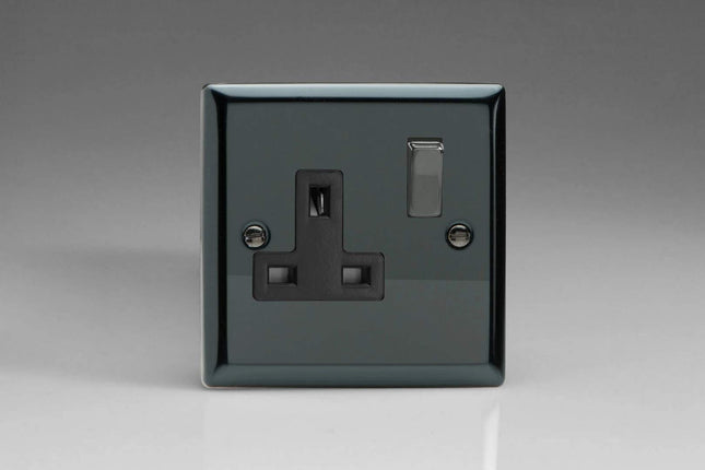 Varilight XI4DB 13A Switched Socket 1-Gang Black Iridium Black