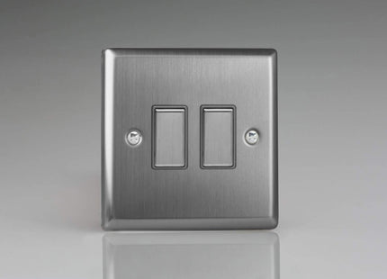 Varilight JTES002 Classic Brushed Steel 2-Gang Touch Dimming Slave (use with V-Pro Master)