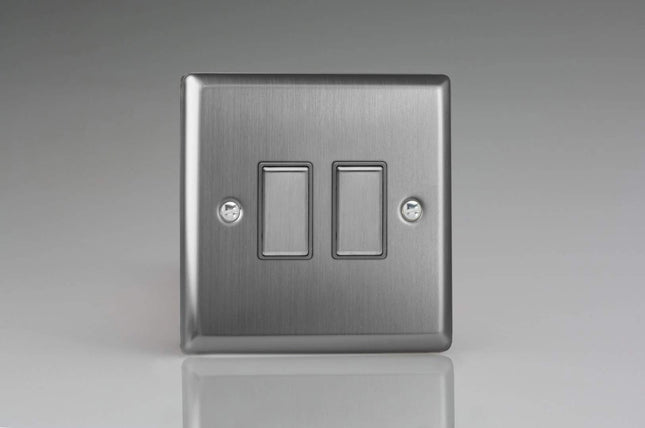 Varilight JTES002 Classic Brushed Steel 2-Gang Touch Dimming Slave (use with V-Pro Master)