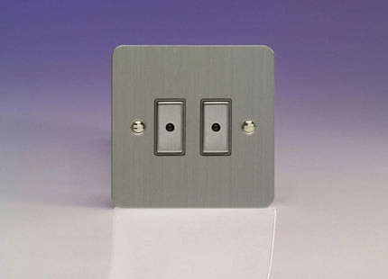 Varilight 2-Gang 1-Way Remote/Tactile Touch Control Master LED Dimmer Light Switch 2 x 0-100W (Max 10 LEDs) Brushed Steel JFSE102