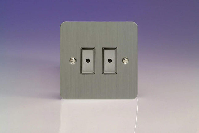 Varilight 2-Gang 1-Way Remote/Tactile Touch Control Master LED Dimmer Light Switch 2 x 0-100W (Max 10 LEDs) Brushed Steel JFSE102