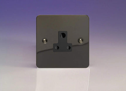 Varilight 1-Gang (Single), 5 Amp Round Pin Socket, Ultra Flat Iridium Black XFIRP5AB