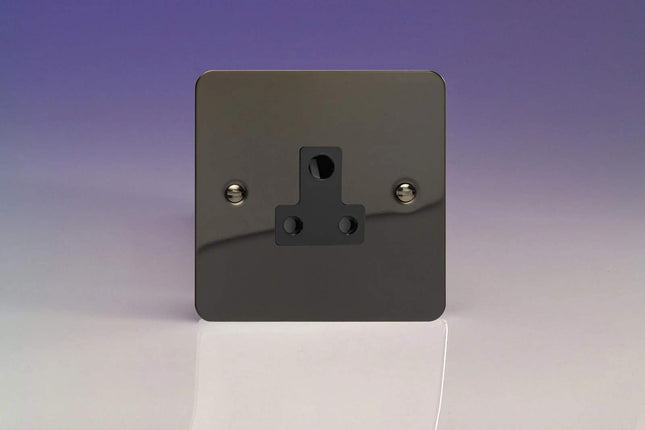 Varilight 1-Gang (Single), 5 Amp Round Pin Socket, Ultra Flat Iridium Black XFIRP5AB