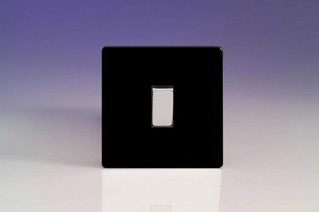 Varilight XDLBP1S Screwless Premium Black 1-Gang 6A 1-Way Push Retractive Momentary Switch
