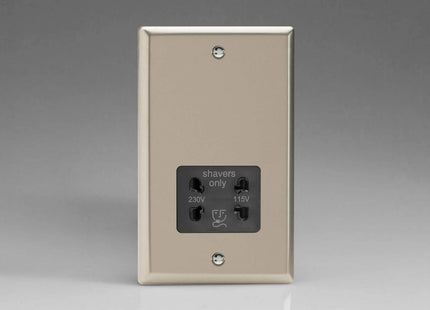 Varilight Dual Voltage Shaver Plug Socket 240V/115V 240V/115V Satin Chrome XNSSB
