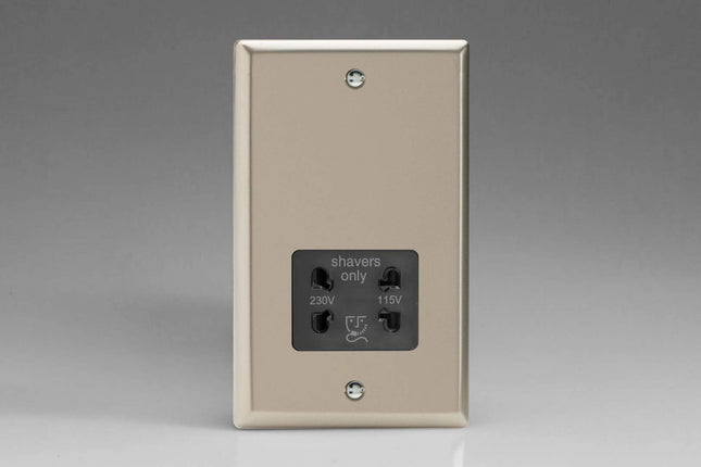 Varilight Dual Voltage Shaver Plug Socket 240V/115V 240V/115V Satin Chrome XNSSB