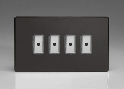 Varilight Eclique 2 4-Gang 1-Way Remote/Tactile Touch Control Master LED Dimmer Light Switch 4 x 0-100W (Max 10 LEDs) Premium Black JDLE104S