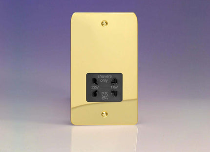 Varilight Dual Voltage Shaver Plug Socket 240V/115V 240V/115V Polished Brass XFVSSB