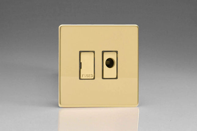 Varilight 13A Unswitched Fused Spur + Flex Outlet with Metal Inserts Polished Brass XDV6UFODS
