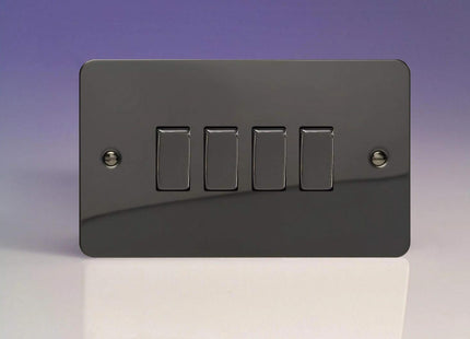 Varilight Ultra Flat Plate Iridium Black 4 Gang Light Switch XFi9D