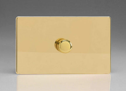 Varilight 1-Gang 2-Way Push-On/Off Rotary Dimmer 1 x 200-1400W (Twin Plate) Polished Brass IDVDP1501S