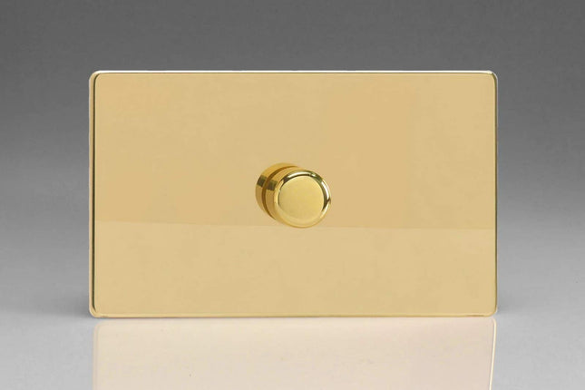Varilight 1-Gang 2-Way Push-On/Off Rotary Dimmer 1 x 200-1400W (Twin Plate) Polished Brass IDVDP1501S