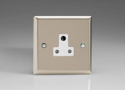 Varilight 1-Gang 5A Round Pin Plug Socket Satin Chrome XNRP5AW