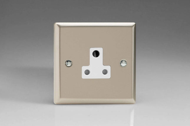 Varilight 1-Gang 5A Round Pin Plug Socket Satin Chrome XNRP5AW