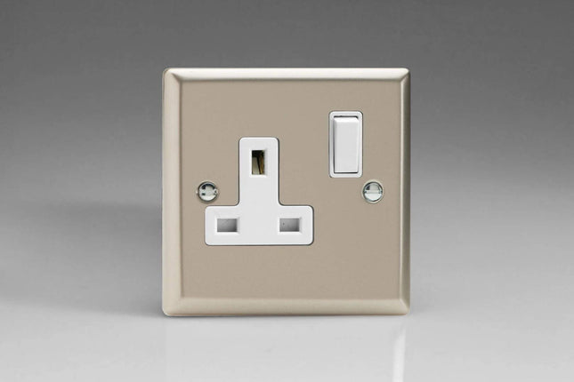 Varilight XN4W 13A Switched Socket Satin White 1-Gang