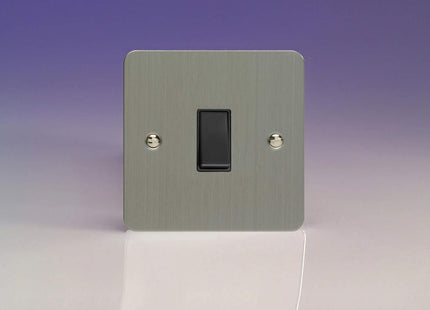 Varilight XFSBPB 1-Gang 10A Retractive Switch In Brushed Steel With Black Insert