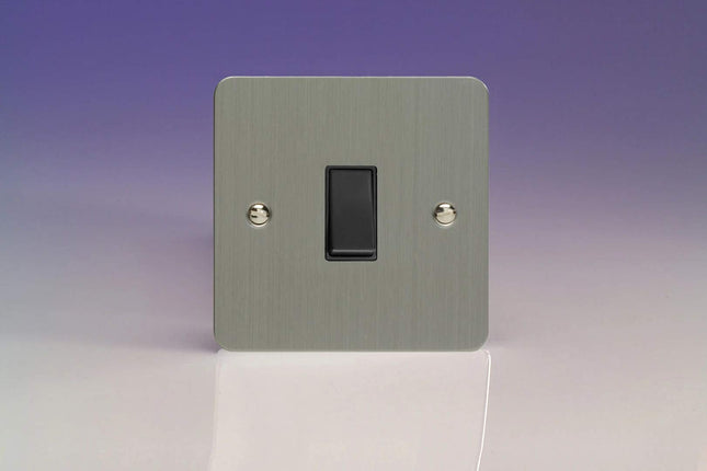 Varilight XFSBPB 1-Gang 10A Retractive Switch In Brushed Steel With Black Insert