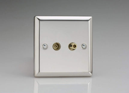 Varilight Mirror Chrome 1-Gang Satellite & Coaxial Tv Sock