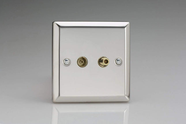 Varilight Mirror Chrome 1-Gang Satellite & Coaxial Tv Sock