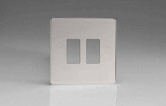 Varilight XDCPGY2S Screwless Polished Chrome 2-Gang Grid Plate (Single Plate)