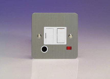Varilight XFS6FONW 13A Switched Fuse Spur In Brushed Steel With Neon & Flex Outlet With White Insert
