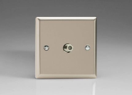 Varilight 1-Gang TV Plug Socket, F-Type Satellite Satin Chrome XN8S