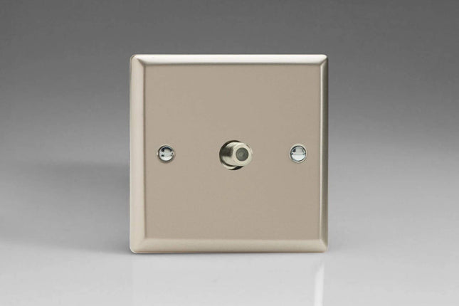 Varilight 1-Gang TV Plug Socket, F-Type Satellite Satin Chrome XN8S