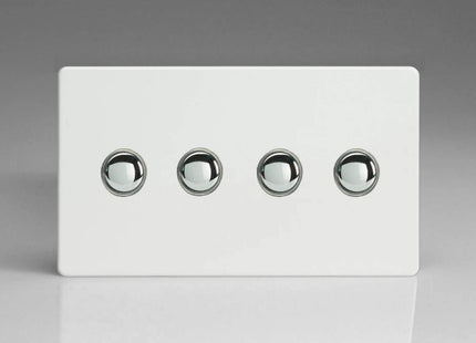 Varilight 4-Gang 6A 1-Way Push-to-Make Momentary Switch (Twin Plate) Premium White XDQM4S