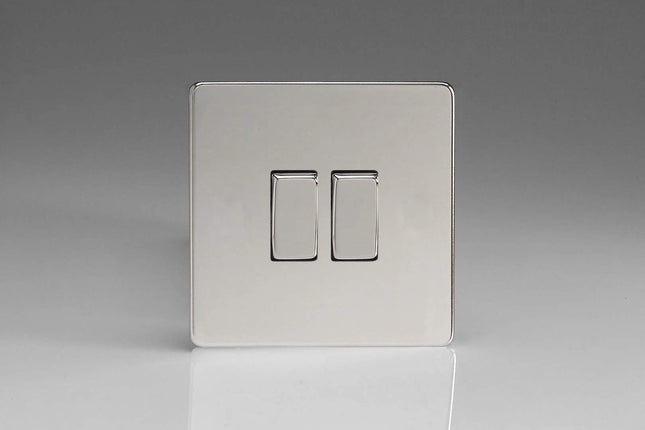 Varilight 2-Gang 10A Intermediate Rocker Light Switch Polished Chrome XDC77S