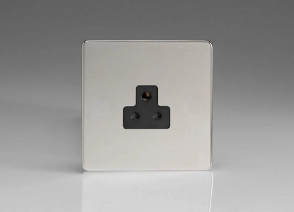 Varilight 1-Gang 2A Round Pin Socket Dimension Screwless Chrome XDCRP2ABS