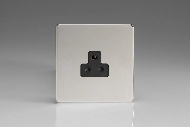 Varilight 1-Gang 2A Round Pin Socket Dimension Screwless Chrome XDCRP2ABS