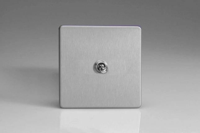 Varilight Screwless 1-Gang Intermediate Classic Metal Toggle Switch Brushed Steel