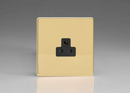 Varilight 1-Gang 2A Round Pin Socket Dimension Screwless Polished Brass XDVRP2ABS