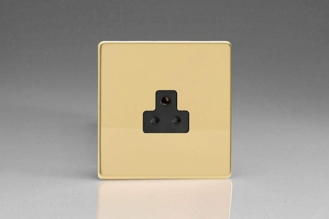 Varilight 1-Gang 2A Round Pin Socket Dimension Screwless Polished Brass XDVRP2ABS
